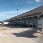 Krabi International Airport terminal viewed from the airside in August 2024